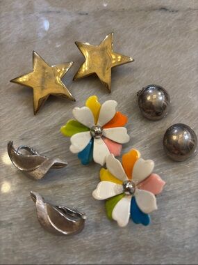 Vintage Clip On Earrings Lot 4 pairs